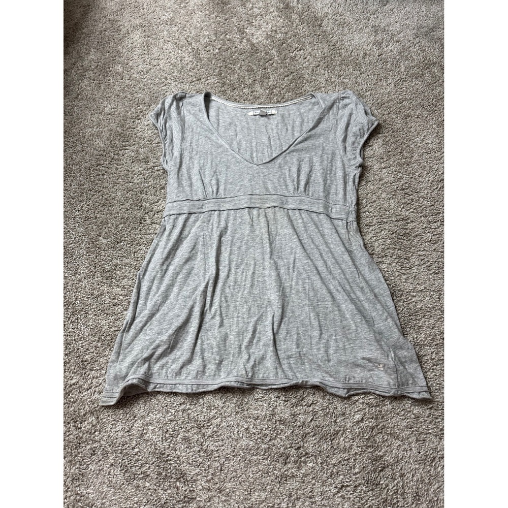 American Eagle Outfitters Gray Empire Waist V-Neck Tunic Top Large